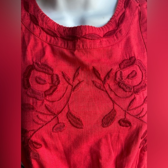 Free People Coral Birds Of A Feather Embroidered Sleeveless Mini Dress 6 - Picture 9 of 12